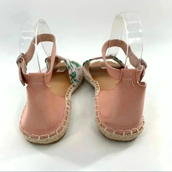 Old navy sandals size 7 pink green canvas tropical palm tree resort Dorsay - Picture 4 of 13